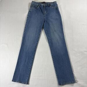 Gloria Vanderbilt Womens Amanda Straight Jeans Mid Rise Medium Wash Blue Denim 4